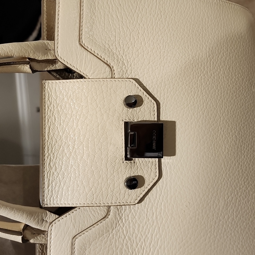 Jimmy Choo Medium Riley cream pebbled leather bag - Picture 2 of 6